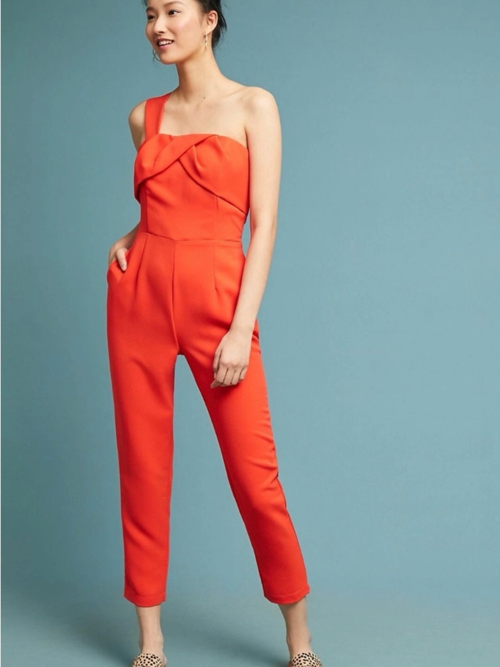 Anthropologie Adelyn Rae Mamanuca One-Shoulder Jumpsuit Size M